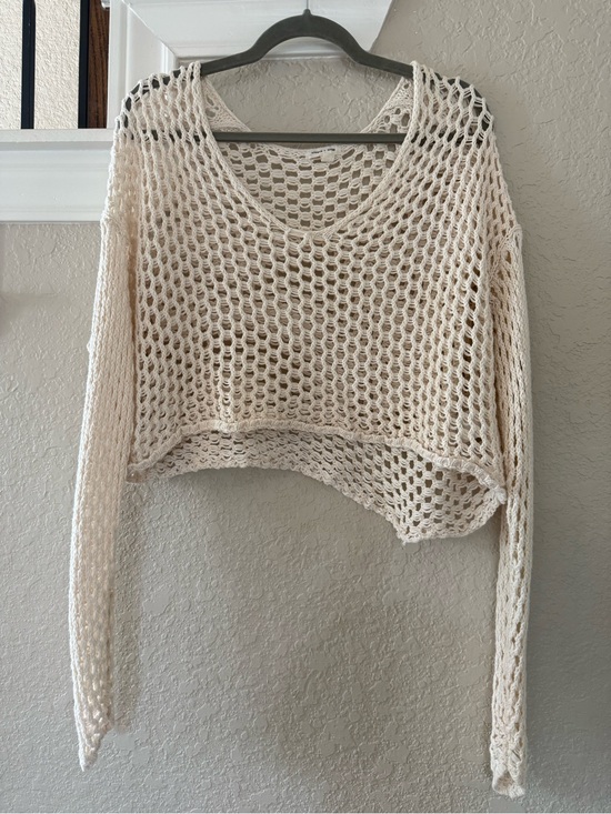 silence + noise Sweaters - silence + noise Cream Crochet Open-Knit  Sweater